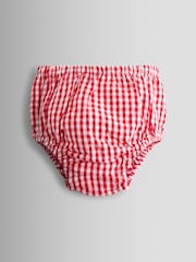 JoJo Maman Bébé Red Gingham Nautical Embroidered Sailor Baby Dress - Image 4 of 7