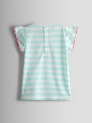 JoJo Maman Bébé Green Mermaid Applique Frill Sleeve T-Shirt - Image 2 of 4