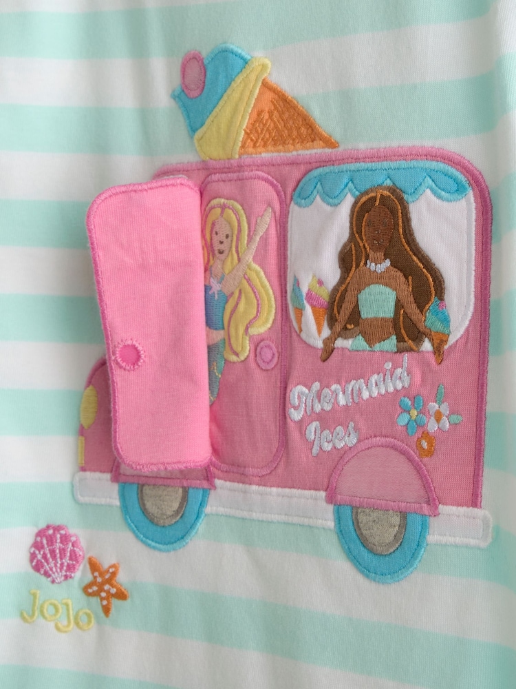 JoJo Maman Bébé Green Mermaid Applique Frill Sleeve T-Shirt - Image 4 of 4