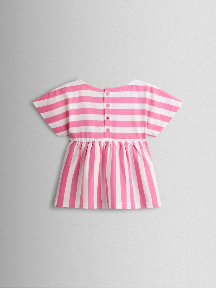 JoJo Maman Bébé Pink Ice cream Appliqué Peplum T-Shirt - Image 2 of 3