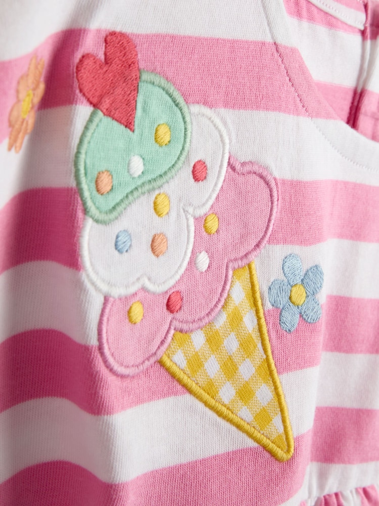 JoJo Maman Bébé Pink Ice cream Appliqué Peplum T-Shirt - Image 3 of 3
