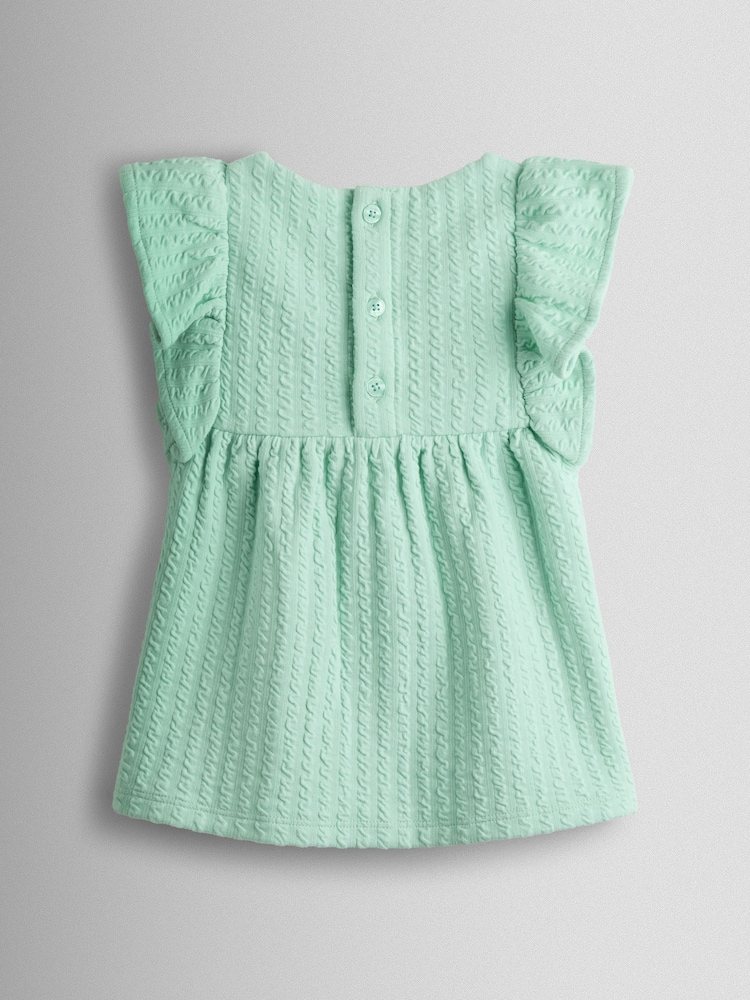 fraise Vert - JoJo Maman Bébé Embroidered Peplum T-Shirt - Image 2 de 3