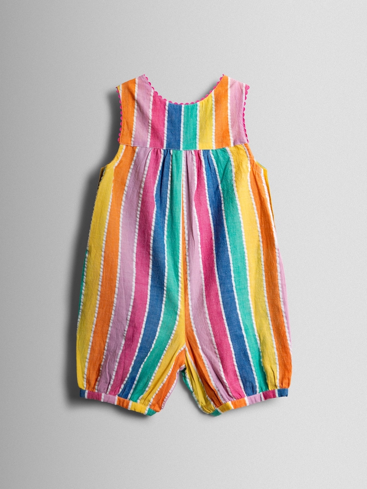JoJo Maman Bébé Rainbow Multi Stripe Dungaree - Image 2 of 4