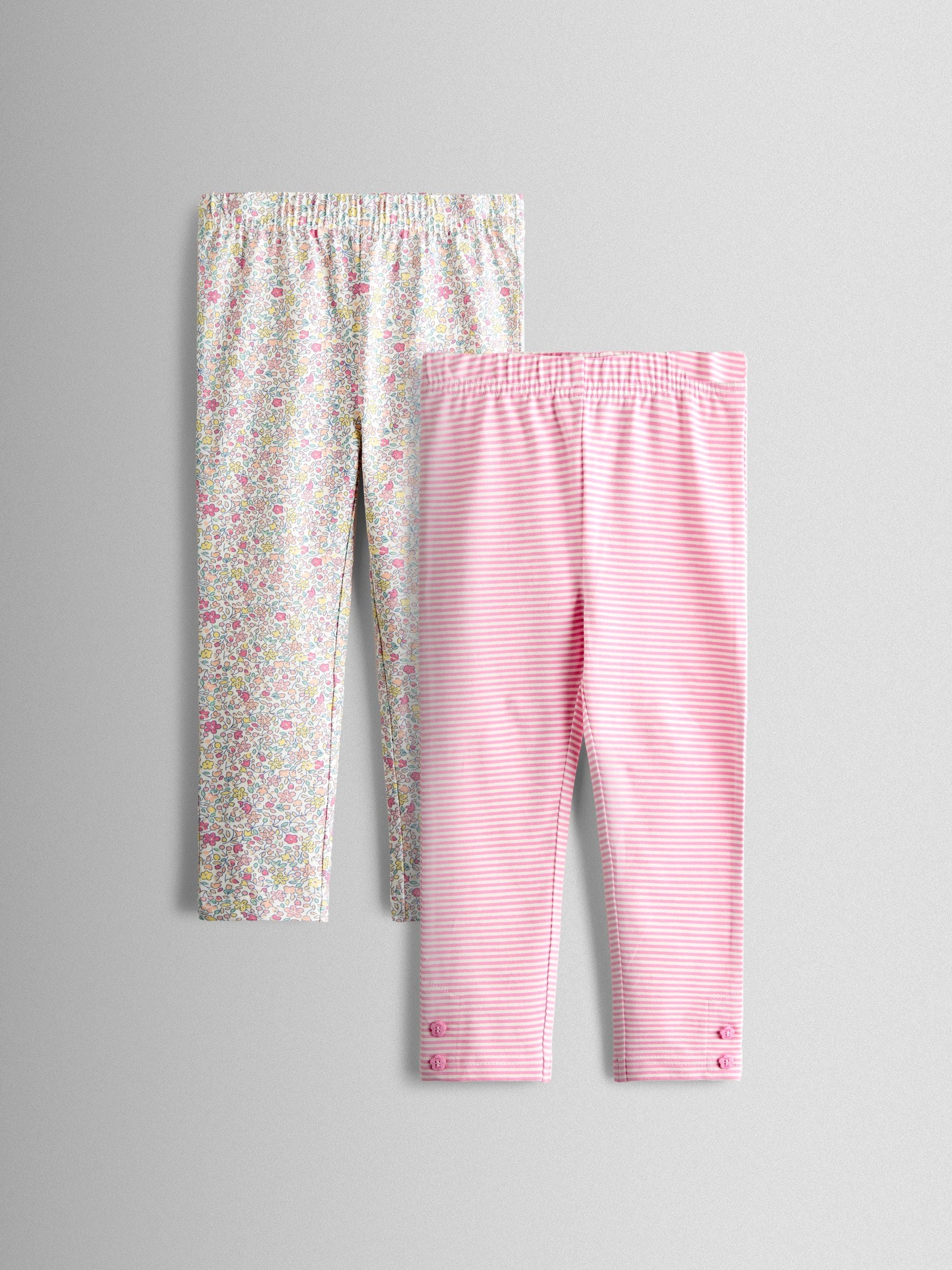 Jojo Maman Bébé Pink Ditsy 2-Pack Leggings
