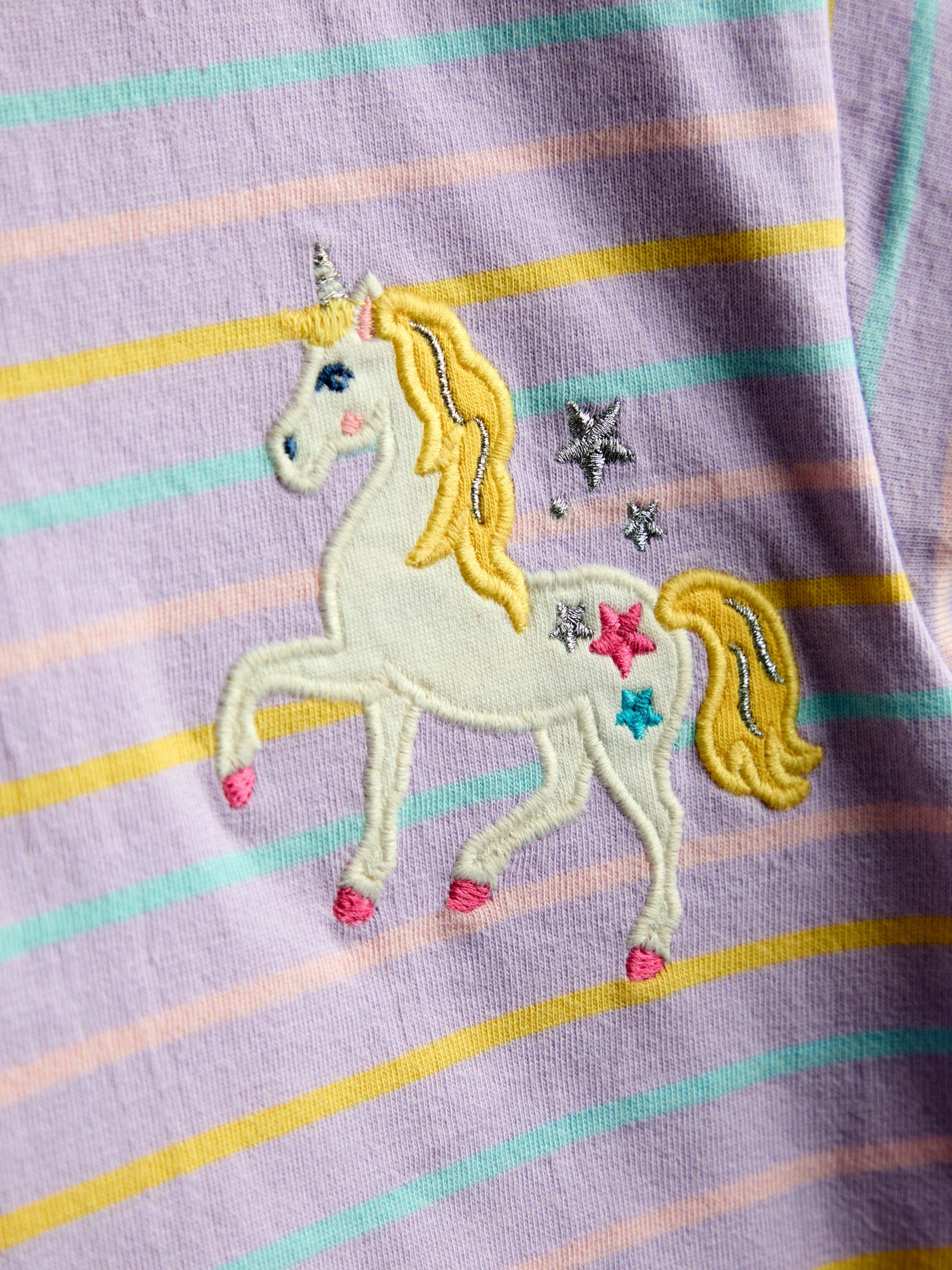 Buy JoJo Maman Bébé Lilac Purple Unicorn Stripe Relaxed T-Shirt