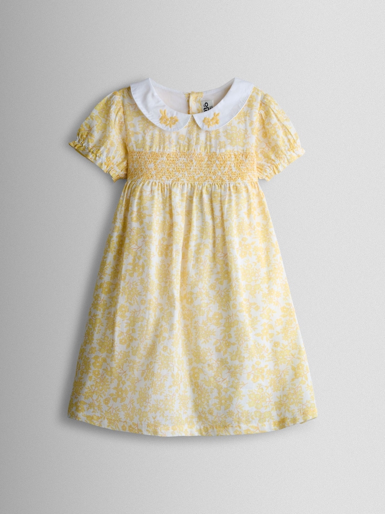 JoJo Maman Bébé Garden Floral Smocked Woven Dress - 圖片 2/6