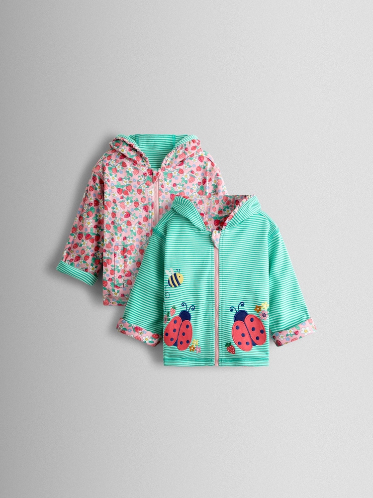 JoJo Maman Bébé Pretty Appliqué Reversible Hoodie - Imaginea 1 din 9