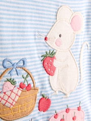 JoJo Maman Bébé Blue Appliqué Button Shoulder T-Shirt - Image 3 of 3