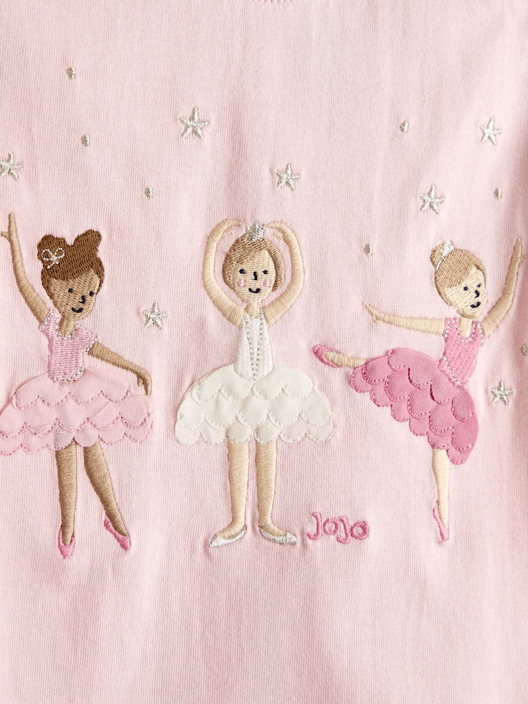 JoJo Maman Bébé Pink Applique Frill Shoulder T-Shirt - Image 3 of 3