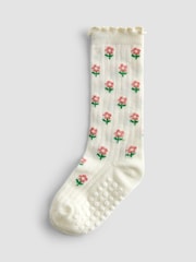 JoJo Maman Bébé Pink 2-Pack Ditsy Floral Knee High Socks - Image 2 of 4
