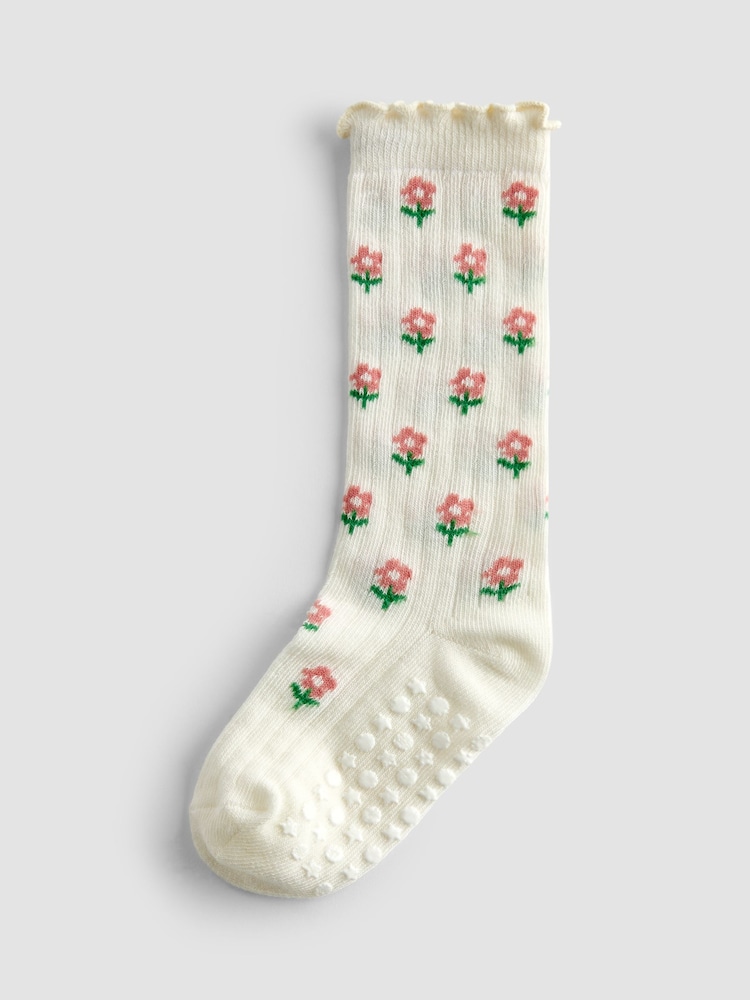 JoJo Maman Bébé Pink 2-Pack Ditsy Floral Knee High Socks - Image 2 of 4