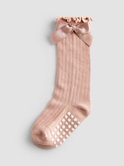 JoJo Maman Bébé Pink 2-Pack Ditsy Floral Knee High Socks - Image 3 of 4