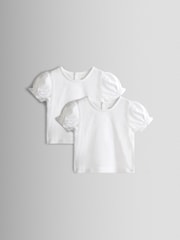 JoJo Maman Bébé White 2-Pack Pretty T-Shirts - Image 1 of 4