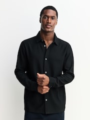 Black Textured Jersey Shirt - Image 1 of 7