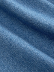 Light Blue Denim Maternity Linen Blend Drawstring Wide Leg Jeans - Image 8 of 10