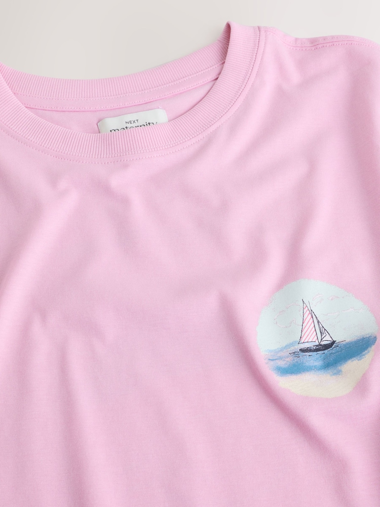 Pink Maternity Vacation Graphic Cotton T-Shirt - Image 10 of 10