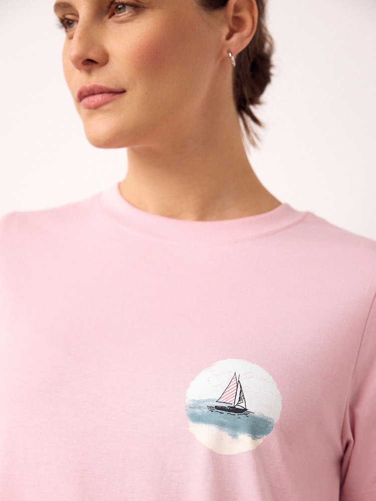 Pink Maternity Vacation Graphic Cotton T-Shirt - Image 2 of 10