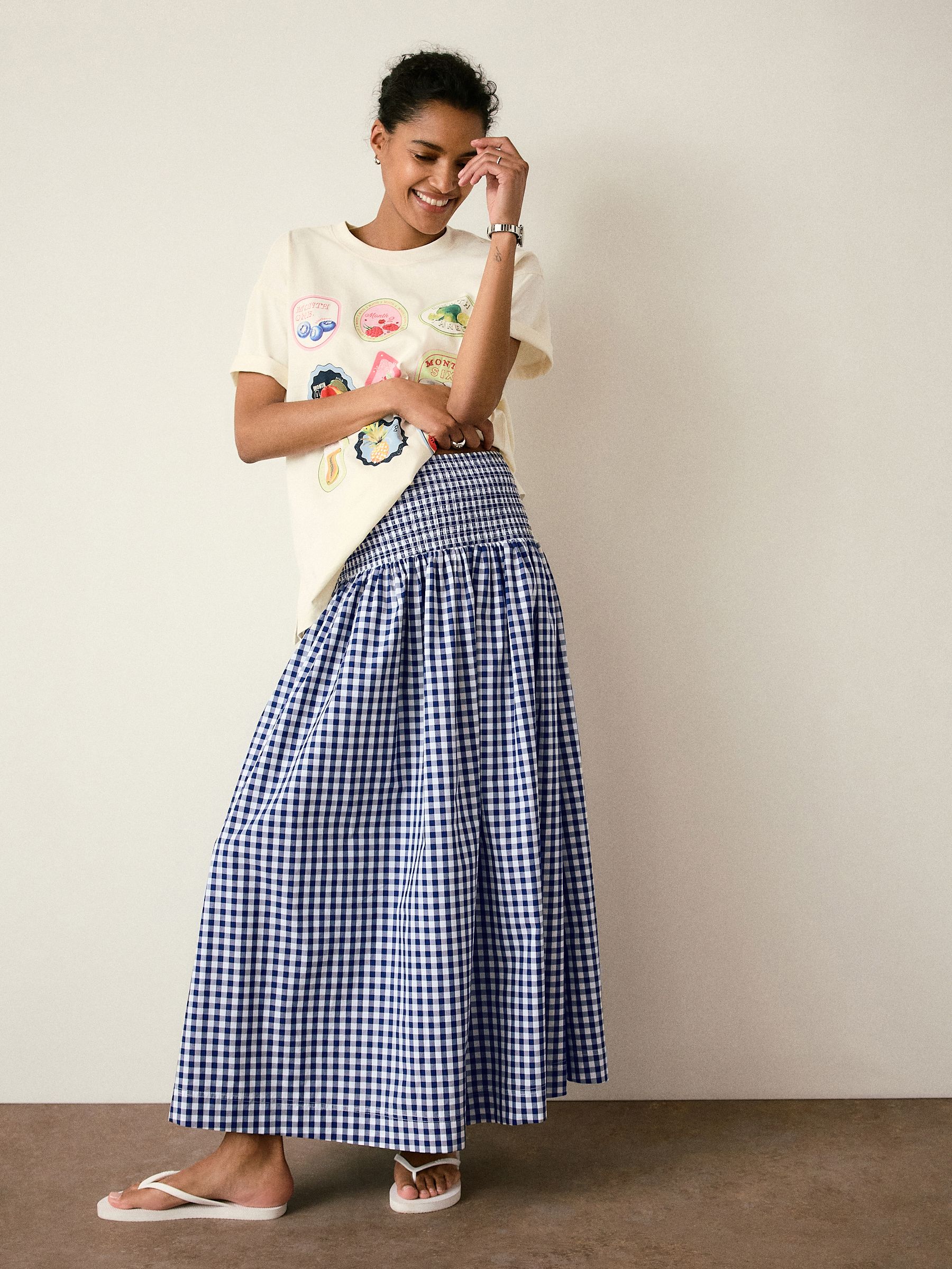 Buy Navy Blue Gingham Maternity Shirred Maxi Skirt from Next USA