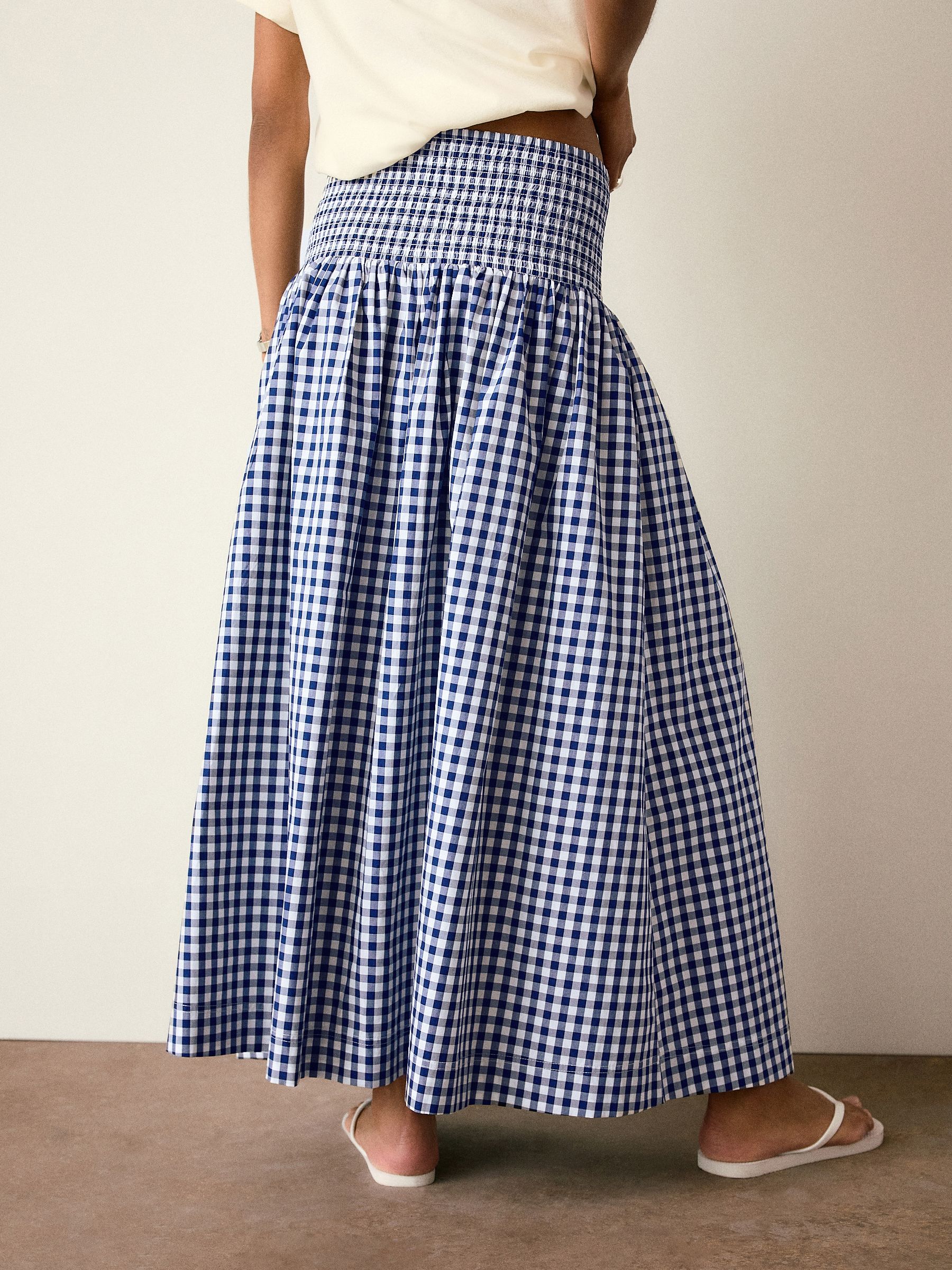 Buy Navy Blue Gingham Maternity Shirred Maxi Skirt from Next Australia