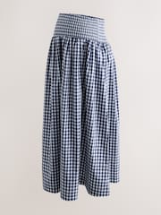Navy Blue Gingham - Maternity Shirred Maxi Skirt - Picha 5 kati ya 7