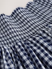 Navy Blue Gingham - Maternity Shirred Maxi Skirt - Picha 6 kati ya 7