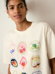 كريم - تيشرت قطن برسومات فاكهة الحوامل - Image 5 of 9