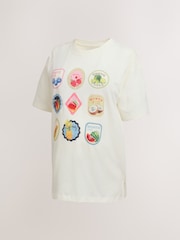 كريم - تيشرت قطن برسومات فاكهة الحوامل - Image 6 of 9
