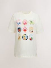 كريم - تيشرت قطن برسومات فاكهة الحوامل - Image 7 of 9