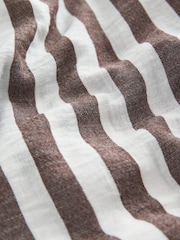 Brown Stripe Maternity Pull On Wide Leg Trousers with Linen - Image 3 of 4