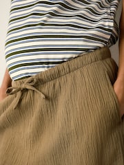 Olive Green Maternity Textured Wide Leg Trousers with Linen - Image 6 of 10