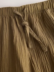 Olive Green Maternity Textured Wide Leg Trousers with Linen - Image 9 of 10