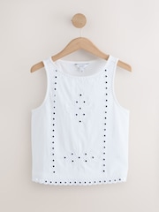 أبيض - Mirror Embellished Sleeveless Top - صورة 1 من 3