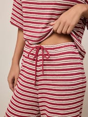 Red/Ecru Stripe Knit Look Wide Leg Trousers - Image 5 of 8
