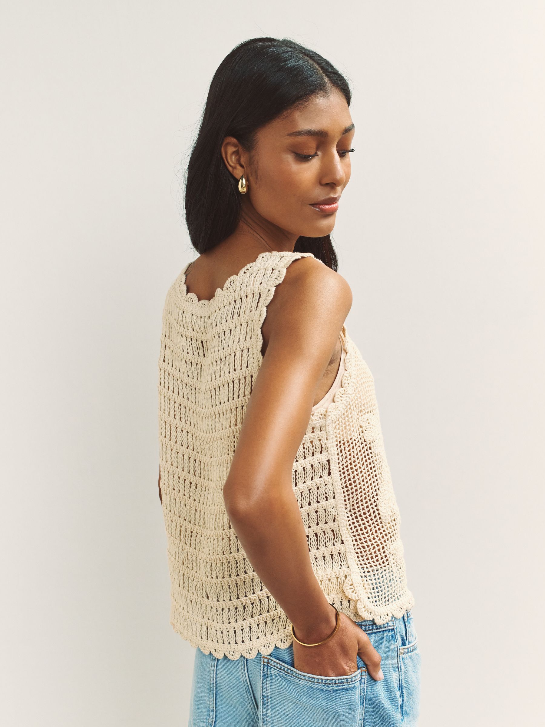 Buy Ecru Crochet Sleeveless Tank Top from Next Canada