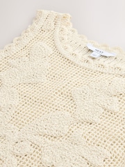 Ecru Crochet Sleeveless Tank Top - Image 6 of 7