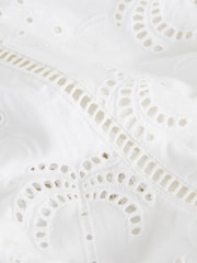 White Broderie Short Sleeve Crew Neck Top - Image 6 of 7