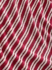 Red/Ecru Stripe Knit Look Asymmetric Short Sleeve Top - Image 6 of 7