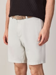 Grey Faux Suede Belted Chino Shorts - Image 1 of 10