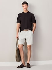 Grey Faux Suede Belted Chino Shorts - Image 2 of 10