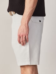 Grey Faux Suede Belted Chino Shorts - Image 3 of 10