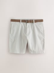 Grey Faux Suede Belted Chino Shorts - Image 6 of 10
