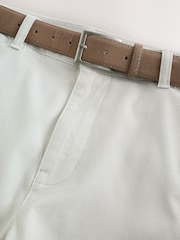 Grey Faux Suede Belted Chino Shorts - Image 7 of 10