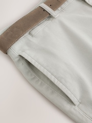 Grey Faux Suede Belted Chino Shorts - Image 8 of 10