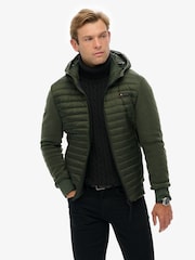 Superdry Green Hooded Storm Fleece Hybrid Jacket - Image 3 of 6
