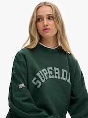 Superdry Green Athletic Essentials Slouchy Crew Sweat Top - Image 4 of 7