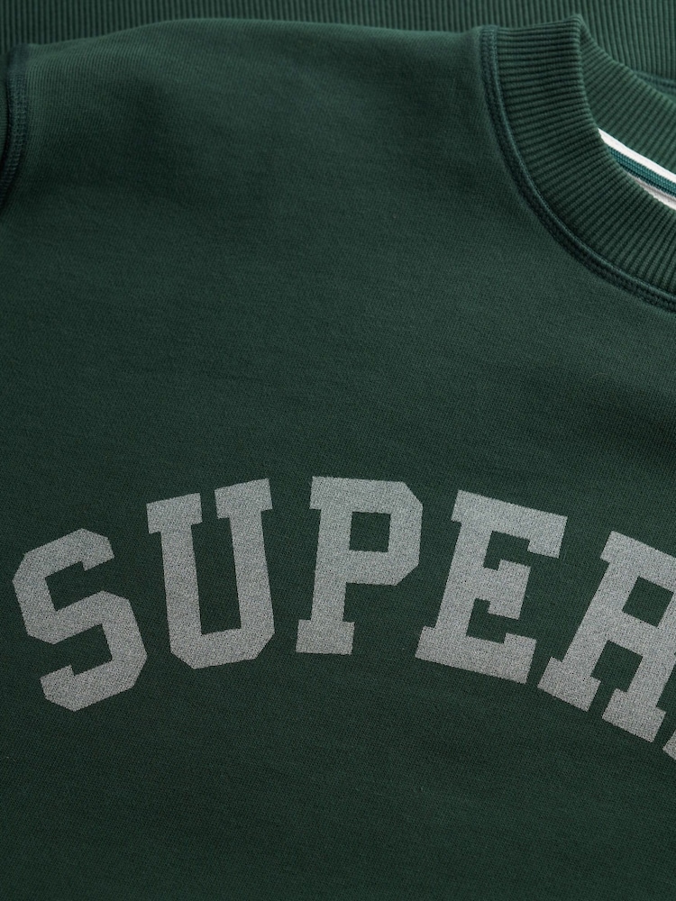 Superdry Green Athletic Essentials Slouchy Crew Sweat Top - Image 7 of 7 Superdry Green Athletic Essentials Slouchy Crew Sweat Top - Image 7 of 7