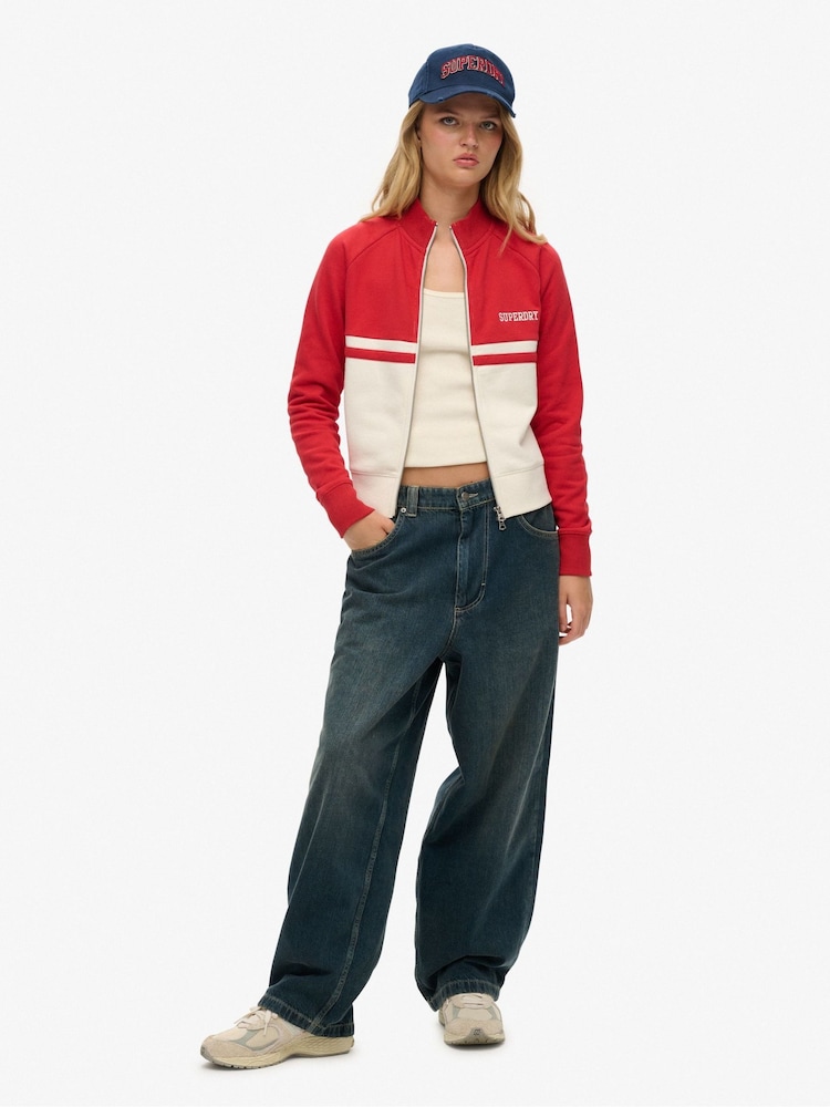 Superdry Red Athletic Essentials Zip Through Track Top - Image 1 of 5 Superdry Red Athletic Essentials Zip Through Track Top - Image 1 of 5