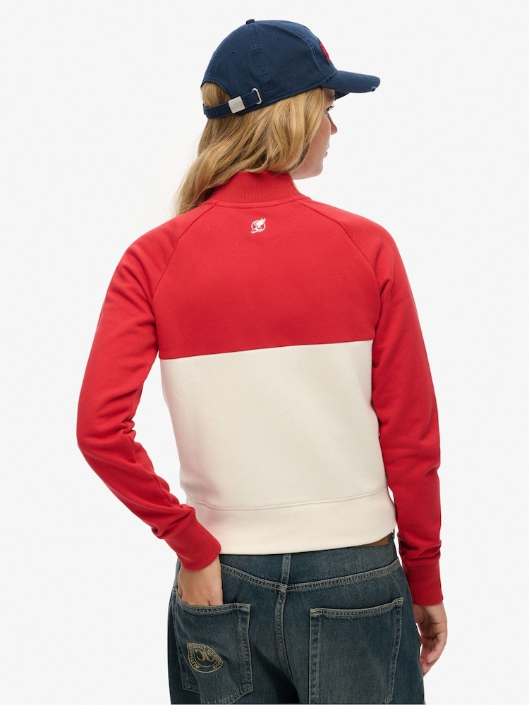 Superdry Red Athletic Essentials Zip Through Track Top - Image 2 of 5 Superdry Red Athletic Essentials Zip Through Track Top - Image 2 of 5