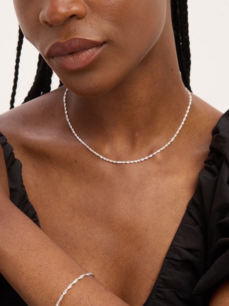Simply Silver Silver Tone Polished Twist Chain Necklace - Image 2 of 4 Simply Silver Silver Tone Polished Twist Chain Necklace - Image 2 of 4