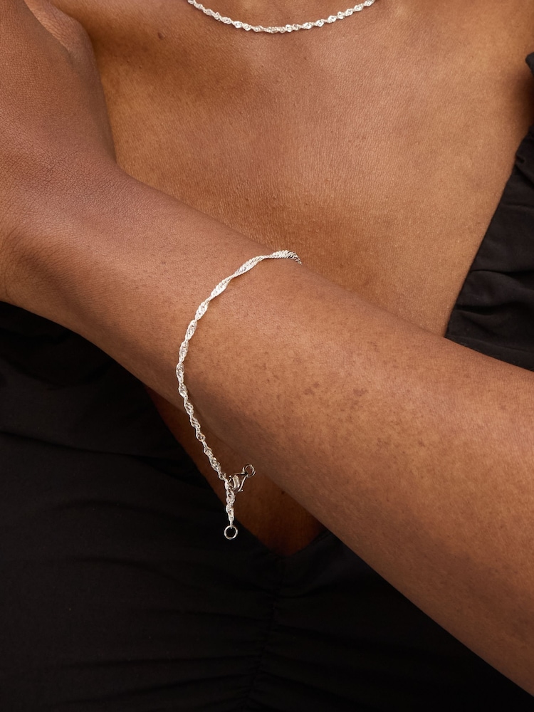 Simply Silver Silver Tone Polished Twist Chain Necklace - Image 4 of 4